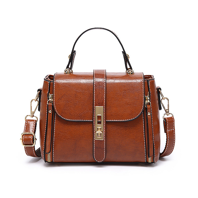 Retro Oil Wax Leather Women's Shoulder Bag