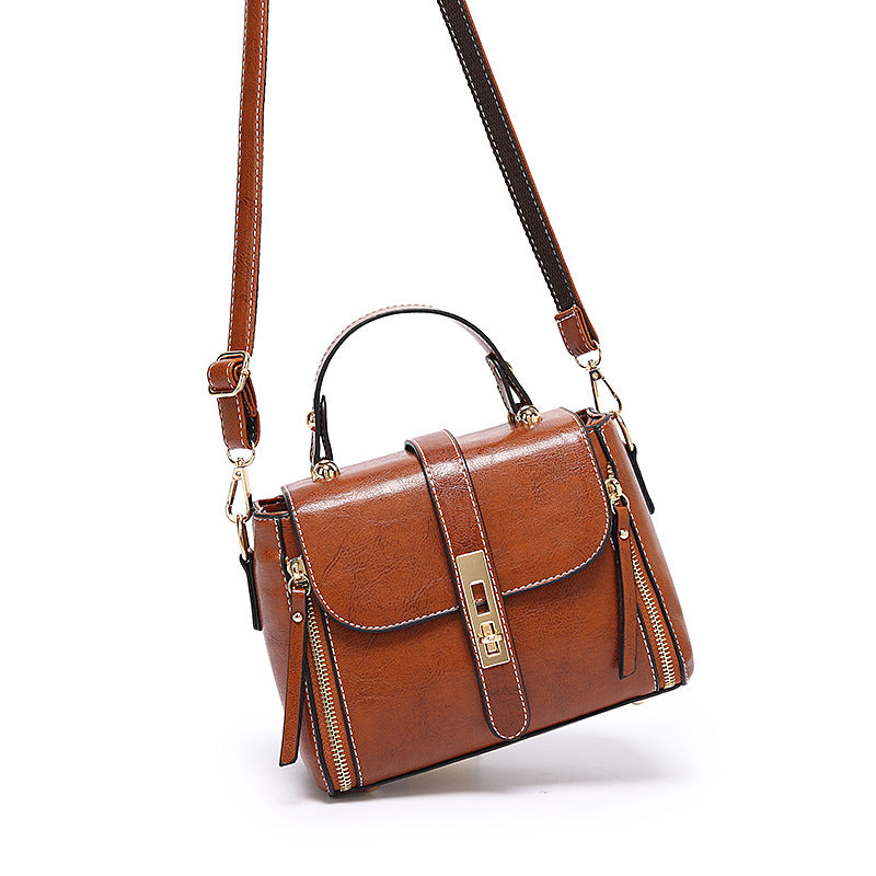 Retro Oil Wax Leather Women's Shoulder Bag
