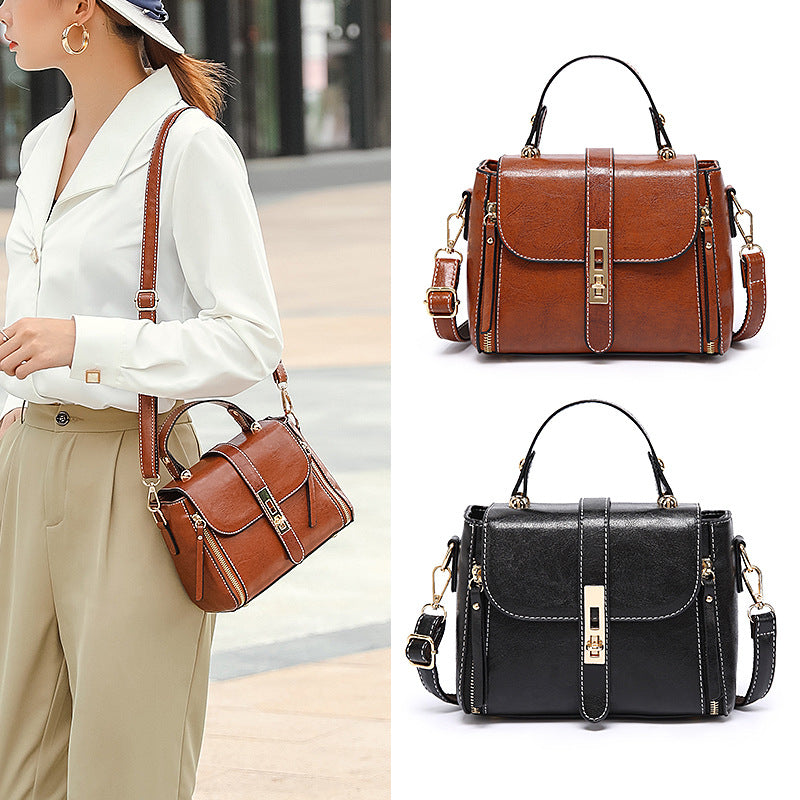 Retro Oil Wax Leather Women's Shoulder Bag