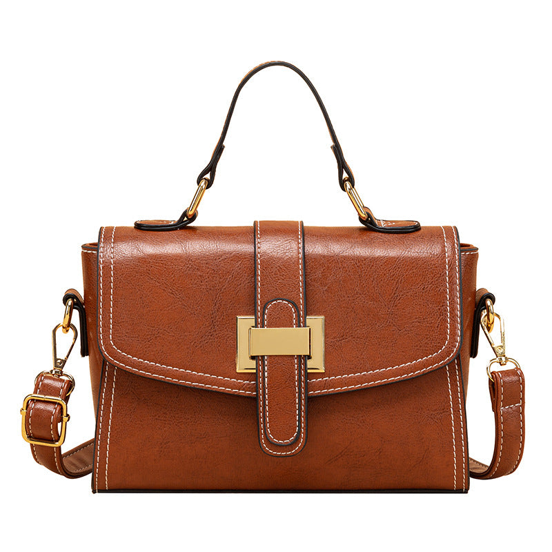 Retro Oil Wax Leather Bag – Chic & Spacious