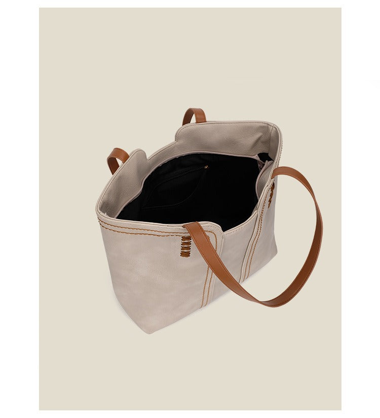 2025 Spring Vintage Faux Leather Tote Bag