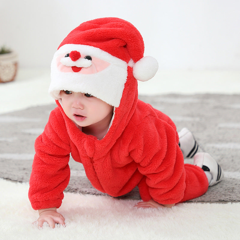 Qile Rabbit winter new 0-3 year old infant baby Christmas style lively foreign style fashion single layer Romper