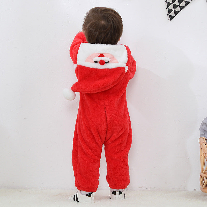 Qile Rabbit winter new 0-3 year old infant baby Christmas style lively foreign style fashion single layer Romper