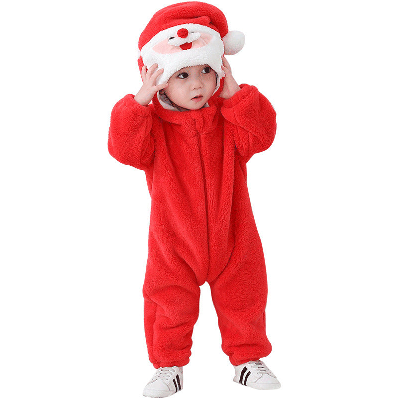 Qile Rabbit winter new 0-3 year old infant baby Christmas style lively foreign style fashion single layer Romper