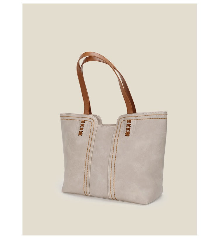 2025 Spring Vintage Faux Leather Tote Bag