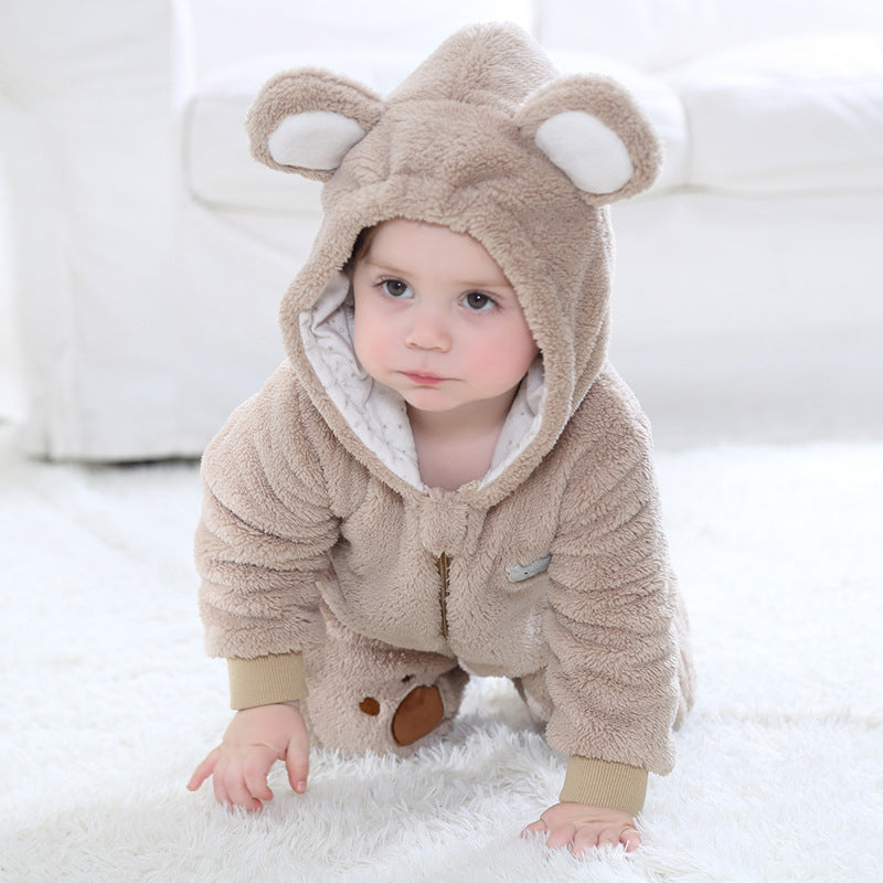 Qile Rabbit baby clothes spring and autumn new flannel chapter bear shape jumpsuit Romper women H2356