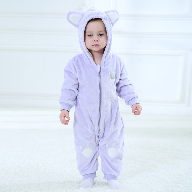 Qile Rabbit baby clothes spring and autumn new flannel chapter bear shape jumpsuit Romper women H2356