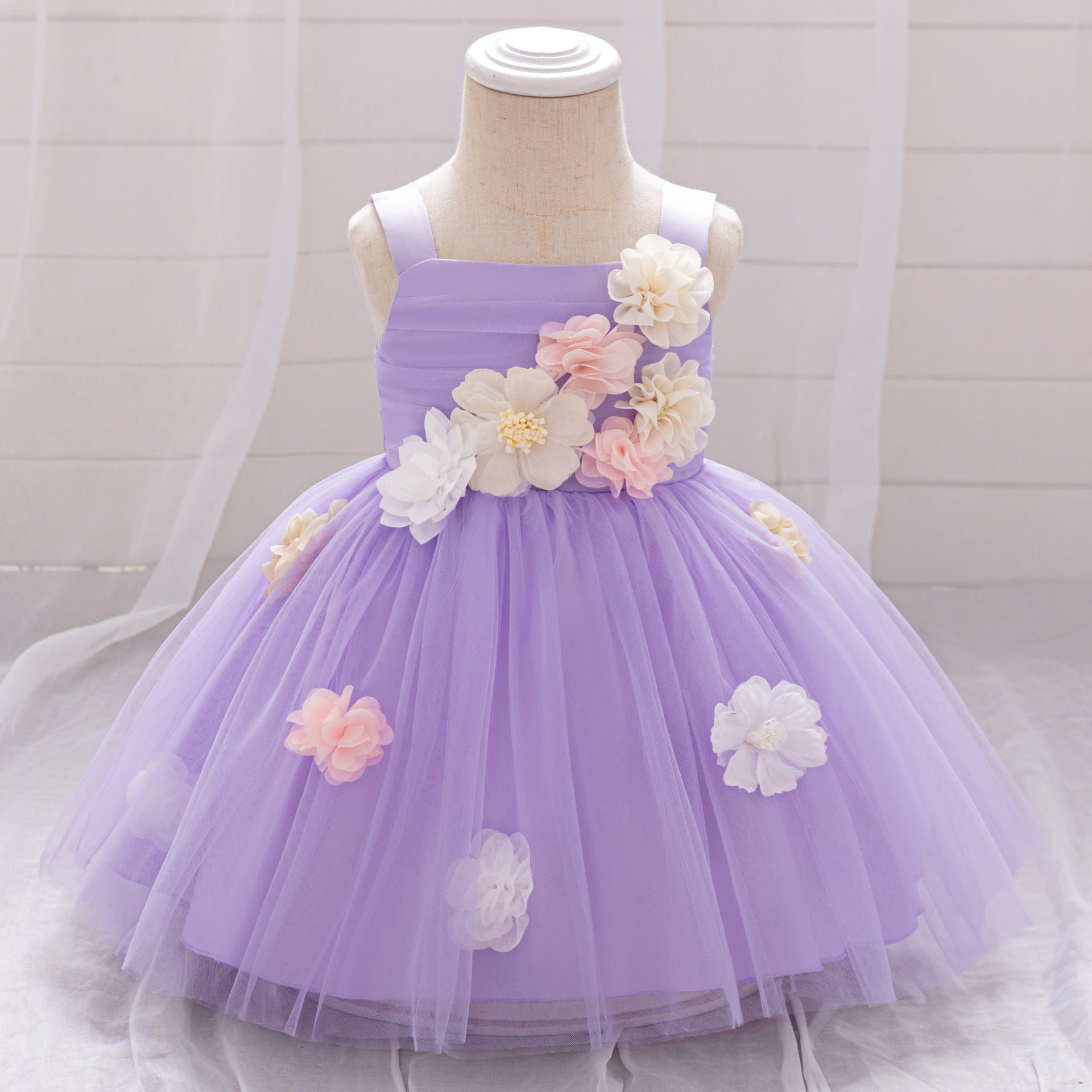 2024 New Girls Princess Dress Children's Dress Birthday Party Dress Flower Girl Dress Mesh Elf Skirt