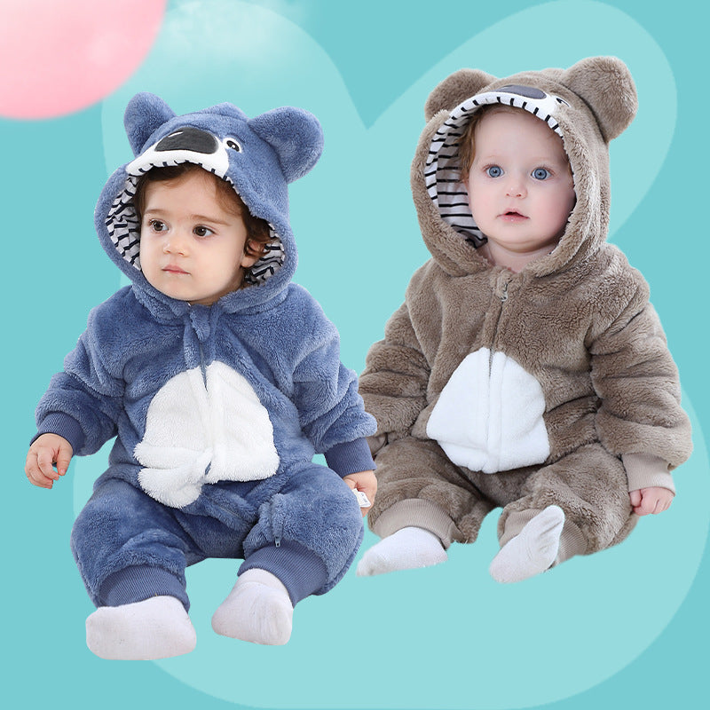 Spring and Autumn New Bear Shaped One-piece Romper Flannel Children's Clothes Qile Rabbit Children's Clothing H2353