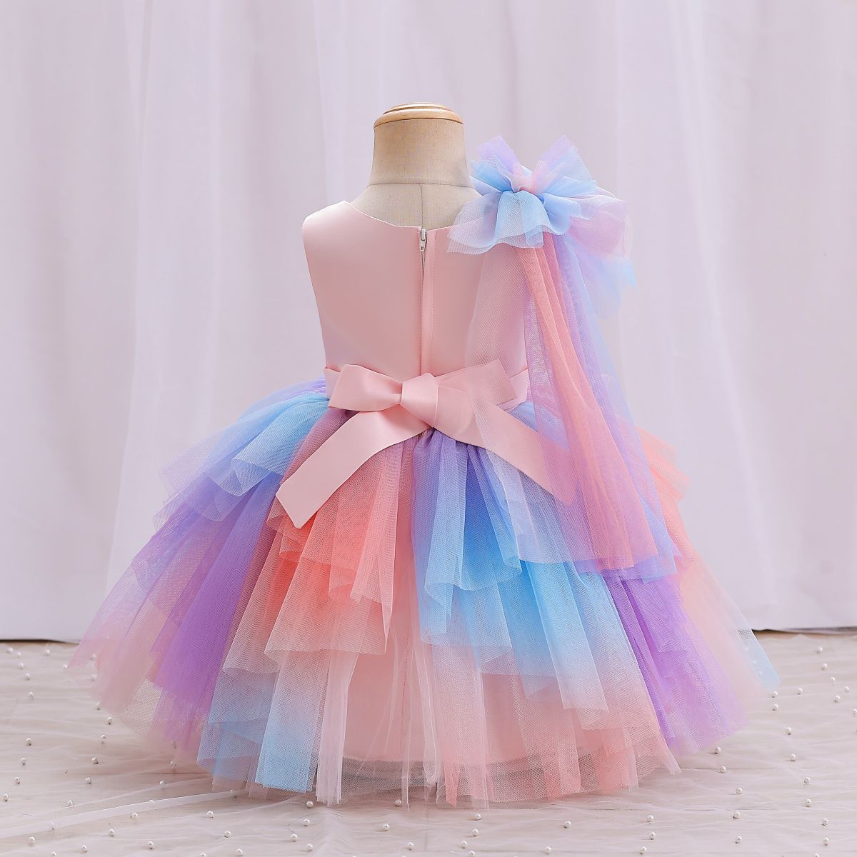 princess dress high-end little girl colorful gradual change birthday evening dress