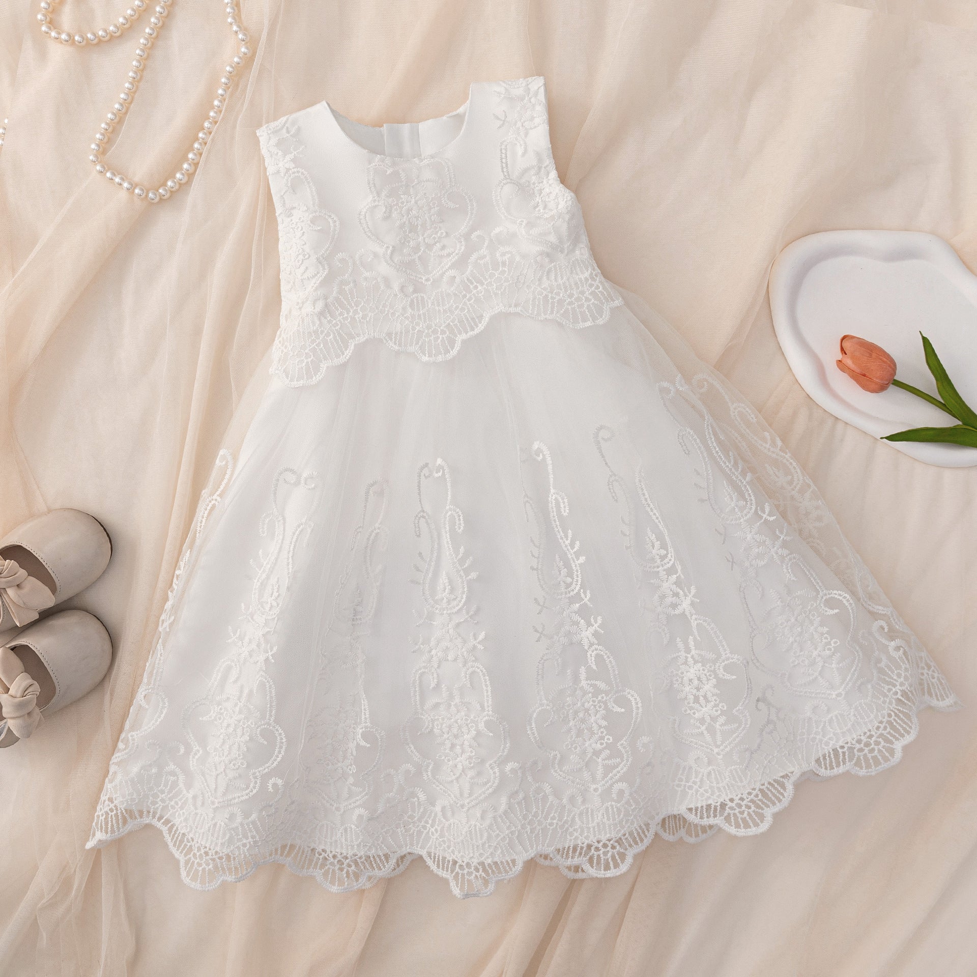 Factory wholesale cross-border children's wash dress baby girl baby wedding dress girl white dress sub