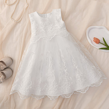 Factory wholesale cross-border children's wash dress baby girl baby wedding dress girl white dress sub