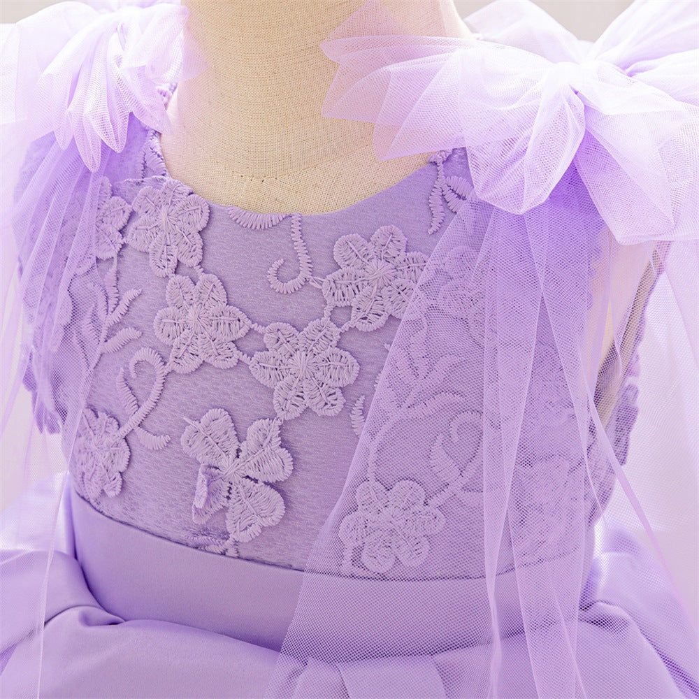 Amazon children's dress embroidered princess dress girls festival party catwalk dress host piano performance dress