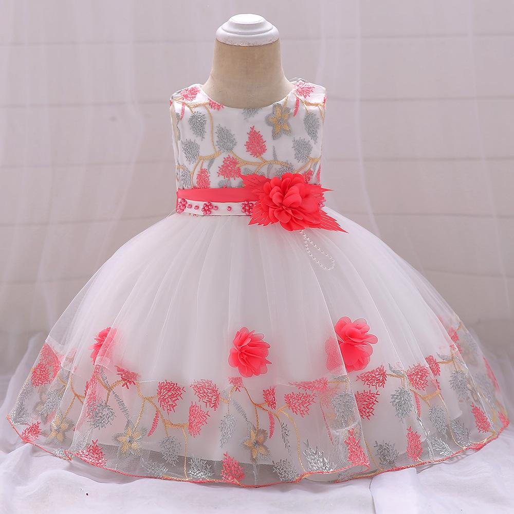 New European and American baby birthday dress infant three-dimensional flower girl dress birthday gift full moon banquet skirt