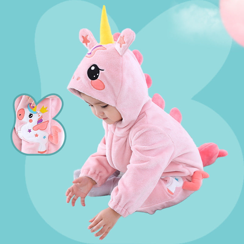 Qile Rabbit Spring and Autumn New Infant and Toddler Shape Romper Unicorn Shape One-piece Romper Climbing Suit