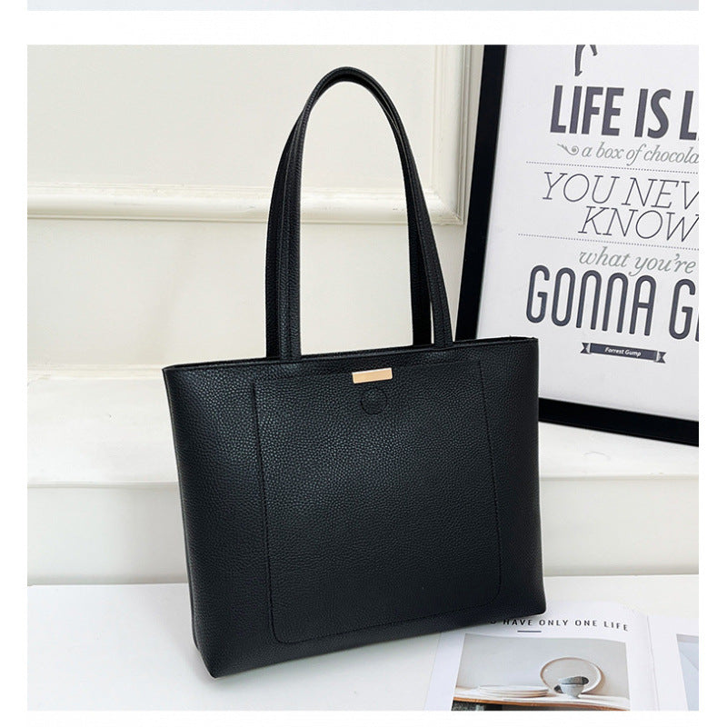 Large capacity bag women 2025 summer and autumn simple mother middle-aged new trendy commuter tote bag versatile shoulder bag