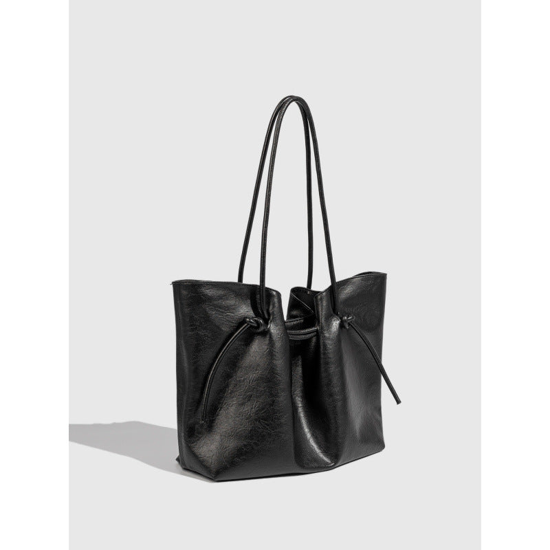 Bag women, fashion string strap design large capacity shoulder bag autumn and winter retro pu leather mother and child bag 2025