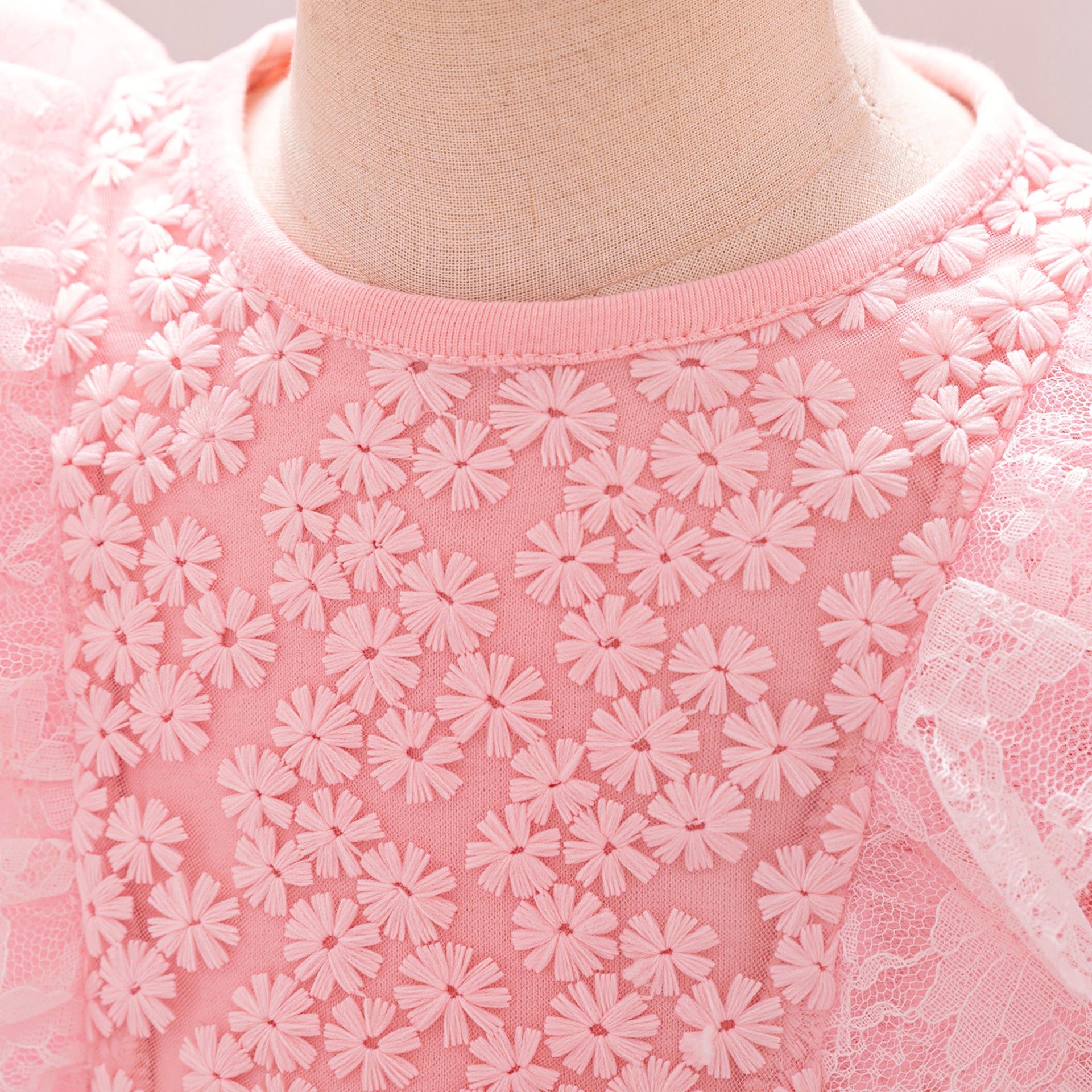 Wholesale New Infant Dress Long Sleeve Mesh Splicing Fluffy Princess Skirt Full Moon Banquet Pink Dress