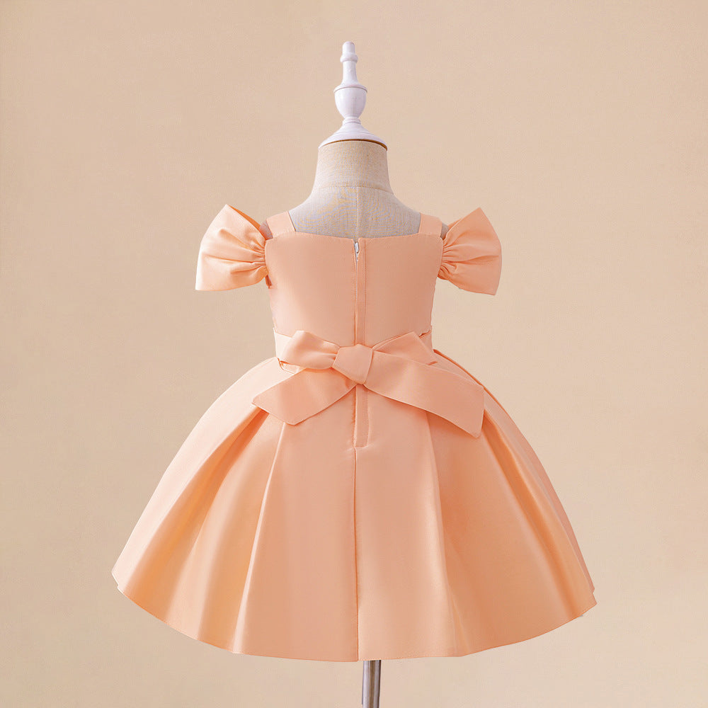 European and American new infant dresses satin suspenders sequined waist princess dresses baby first birthday wash dresses