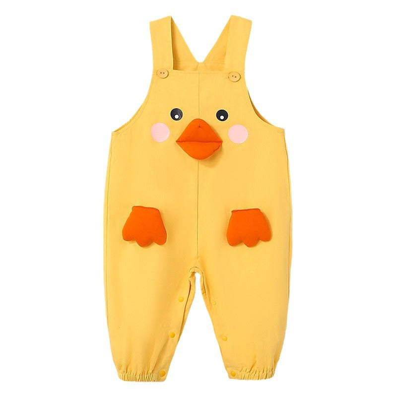 Qile Rabbit Autumn New Infant and Toddler Comfortable Styling Strap Romper Small Yellow Duck Strap Romper