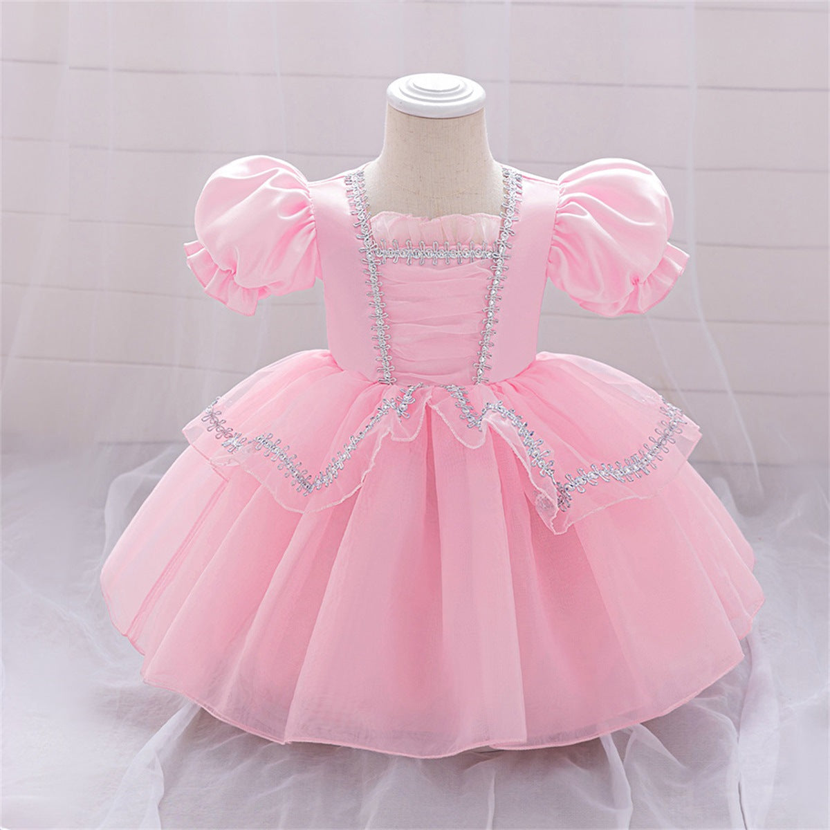 Amazon new Cinderella short-sleeved princess skirt foreign trade children's clothing girls dress girl dress dress dress