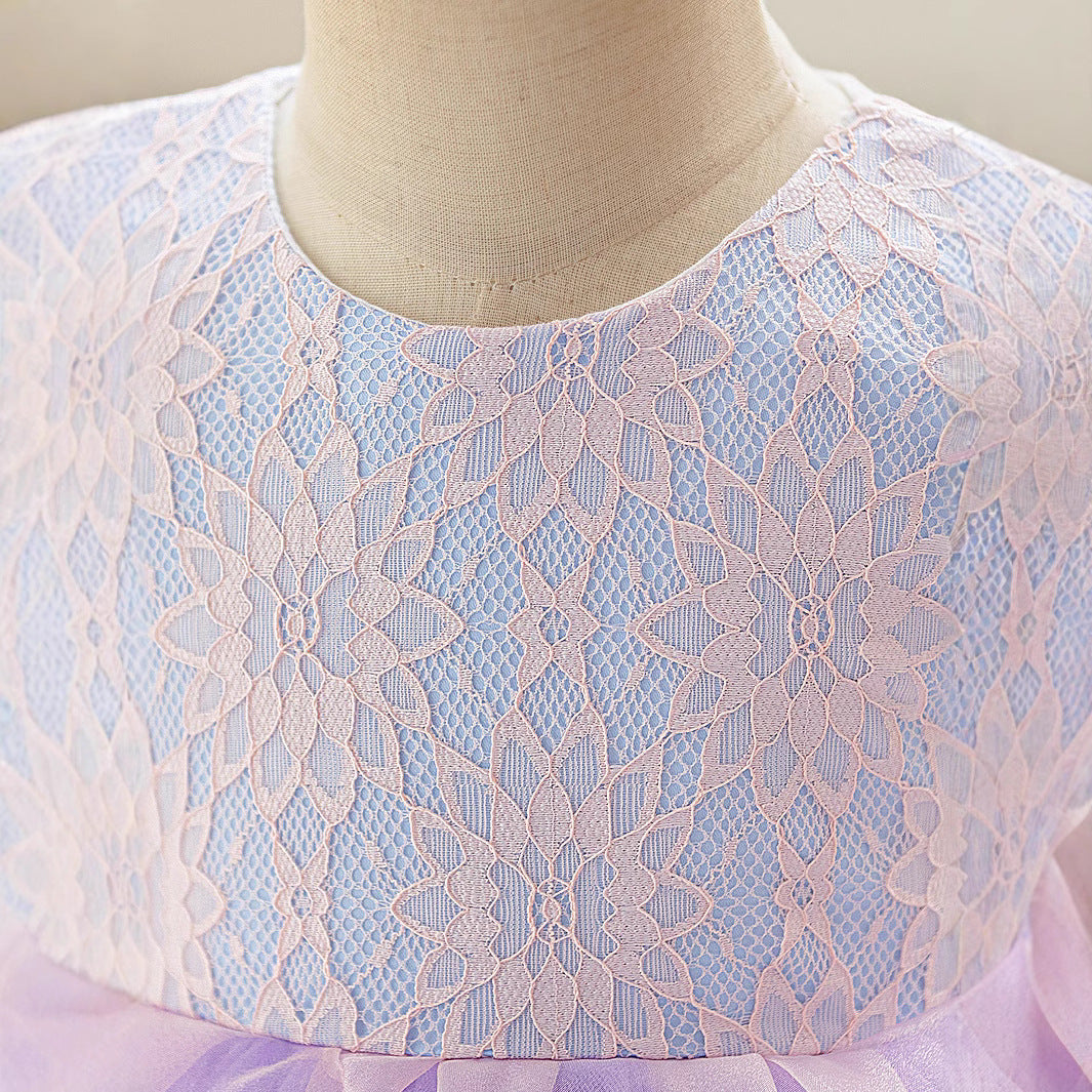 Wholesale Amazon sleeveless wedding dress tutu skirt little girl children's dress baby year old princess dress piano performance dress