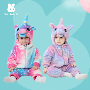Autumn new baby flannel single-layer shape Romper unicorn shape one-piece Romper