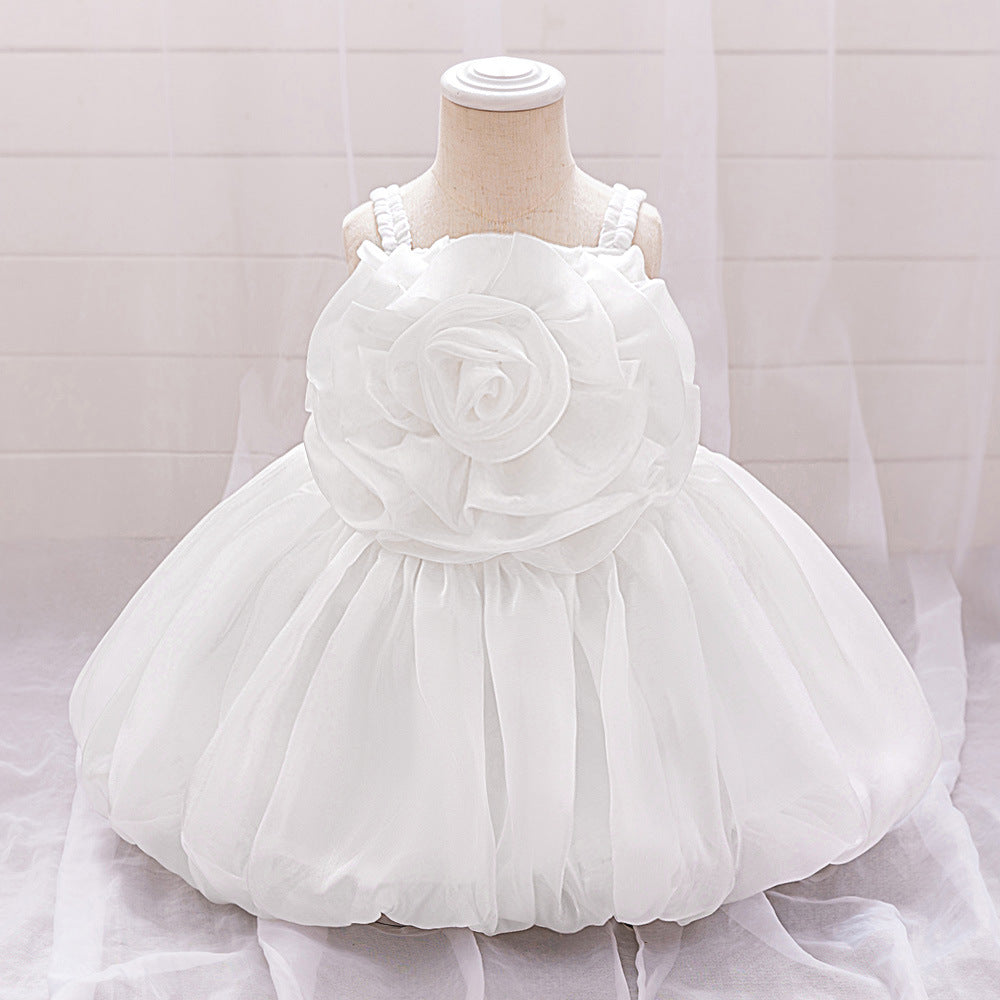 2025 New Children's Dress Bud Princess Dress Water Gloss Satin Dress Three-dimensional Flower Girls Dress Yearly Dress Dress