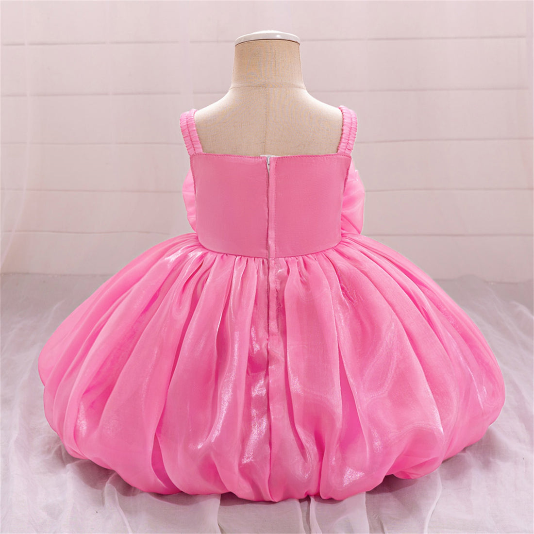 2025 New Children's Dress Bud Princess Dress Water Gloss Satin Dress Three-dimensional Flower Girls Dress Yearly Dress Dress