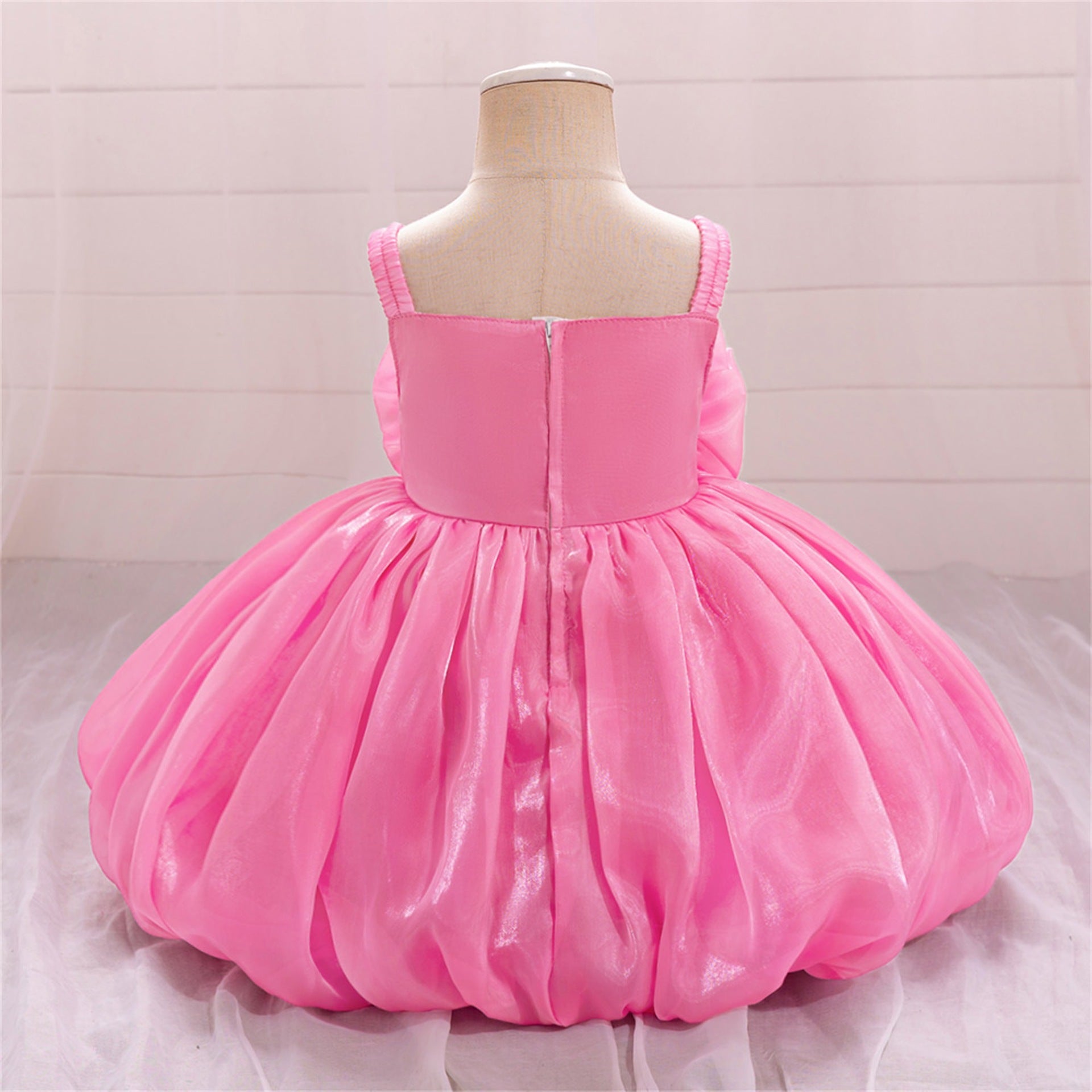 2025 New Children's Dress Bud Princess Dress Water Gloss Satin Dress Three-dimensional Flower Girls Dress Yearly Dress Dress