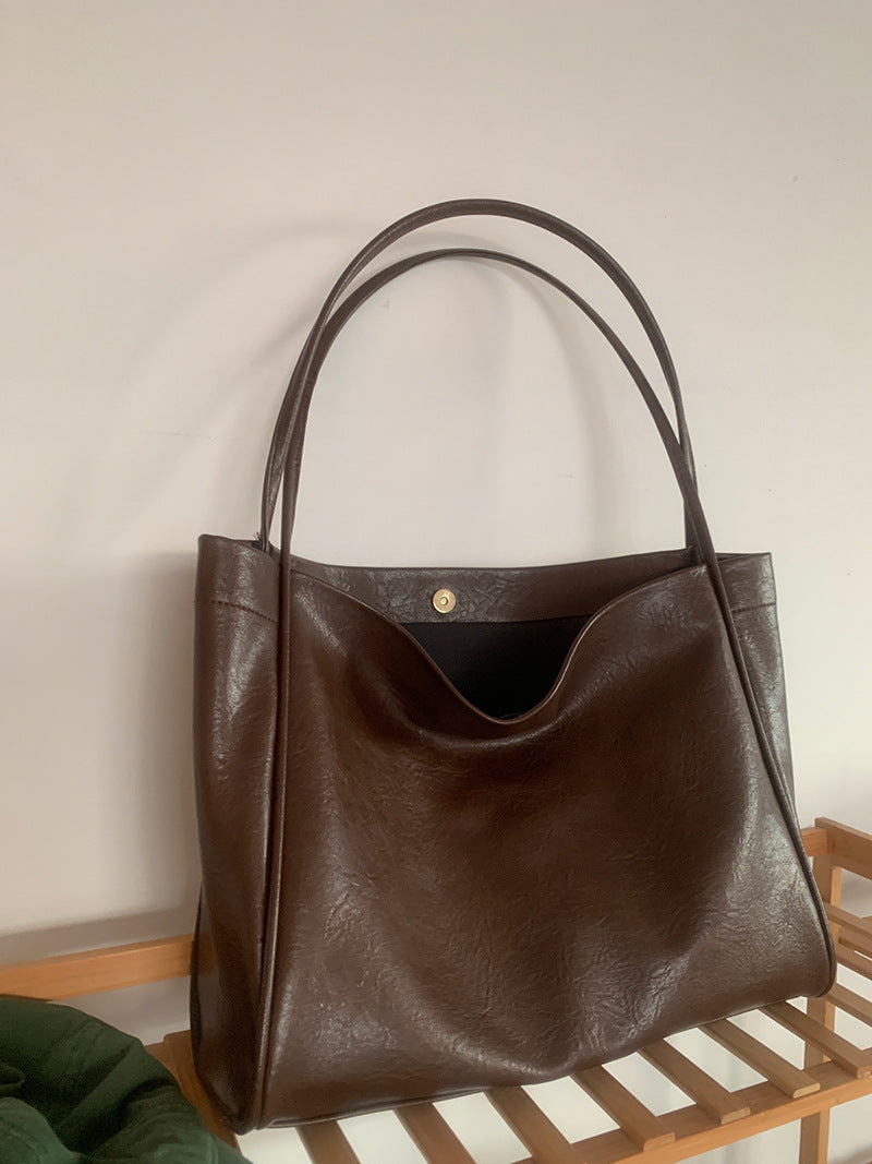 Soft Leather Large-Capacity Tote Bag