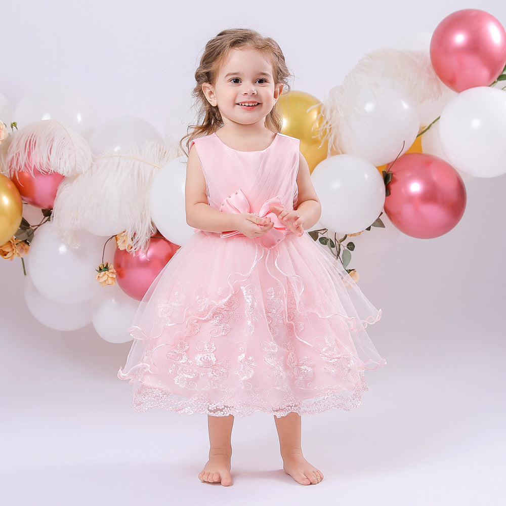 New infant girl princess puffy dress dress mesh flower girl birthday dress baby dress