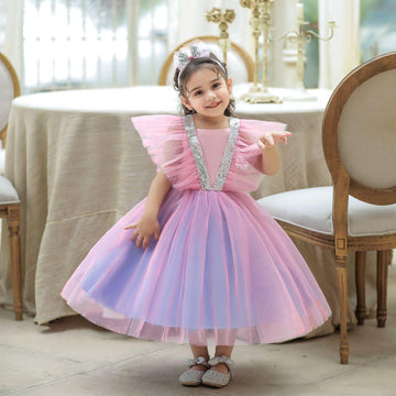 Foreign trade children's clothing first-year dress fluffy yarn sequined children's princess dress baby girl birthday dinner grab week dress