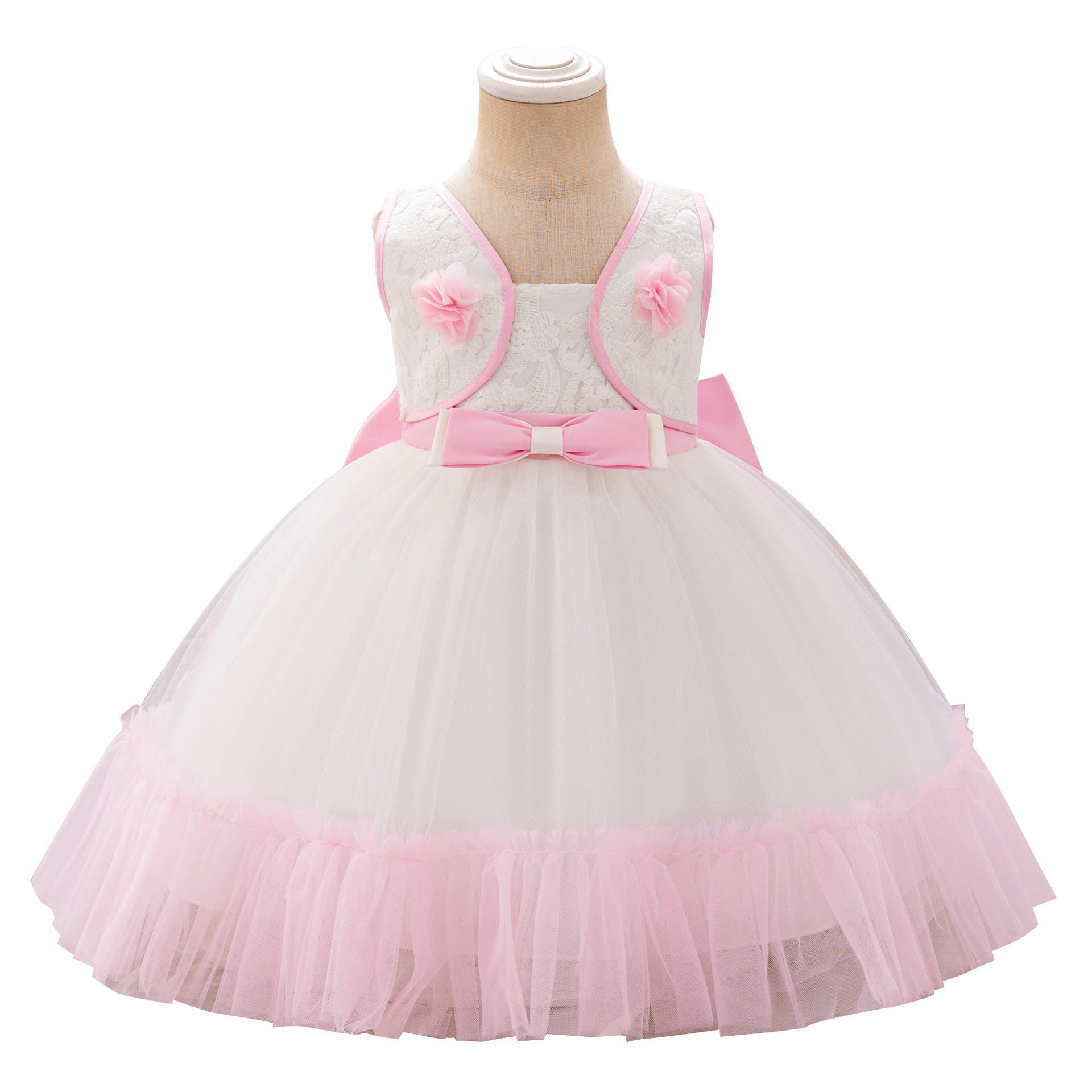 Baby dress foreign trade new children's dress fluffy gauze skirt bow flower princess skirt one-year-old dress