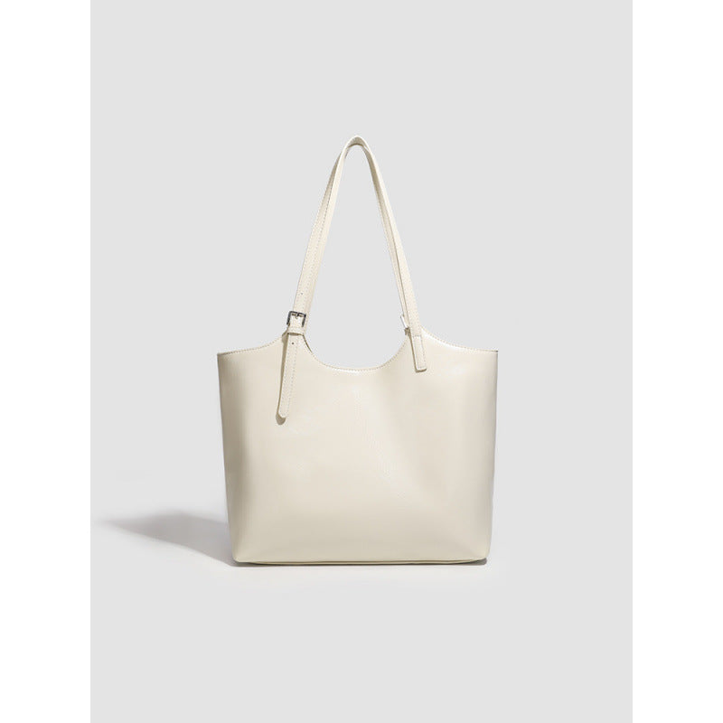 New simple oil wax leather shoulder bag large capacity tote bag fashion daily commuting versatile casual shoulder bag women