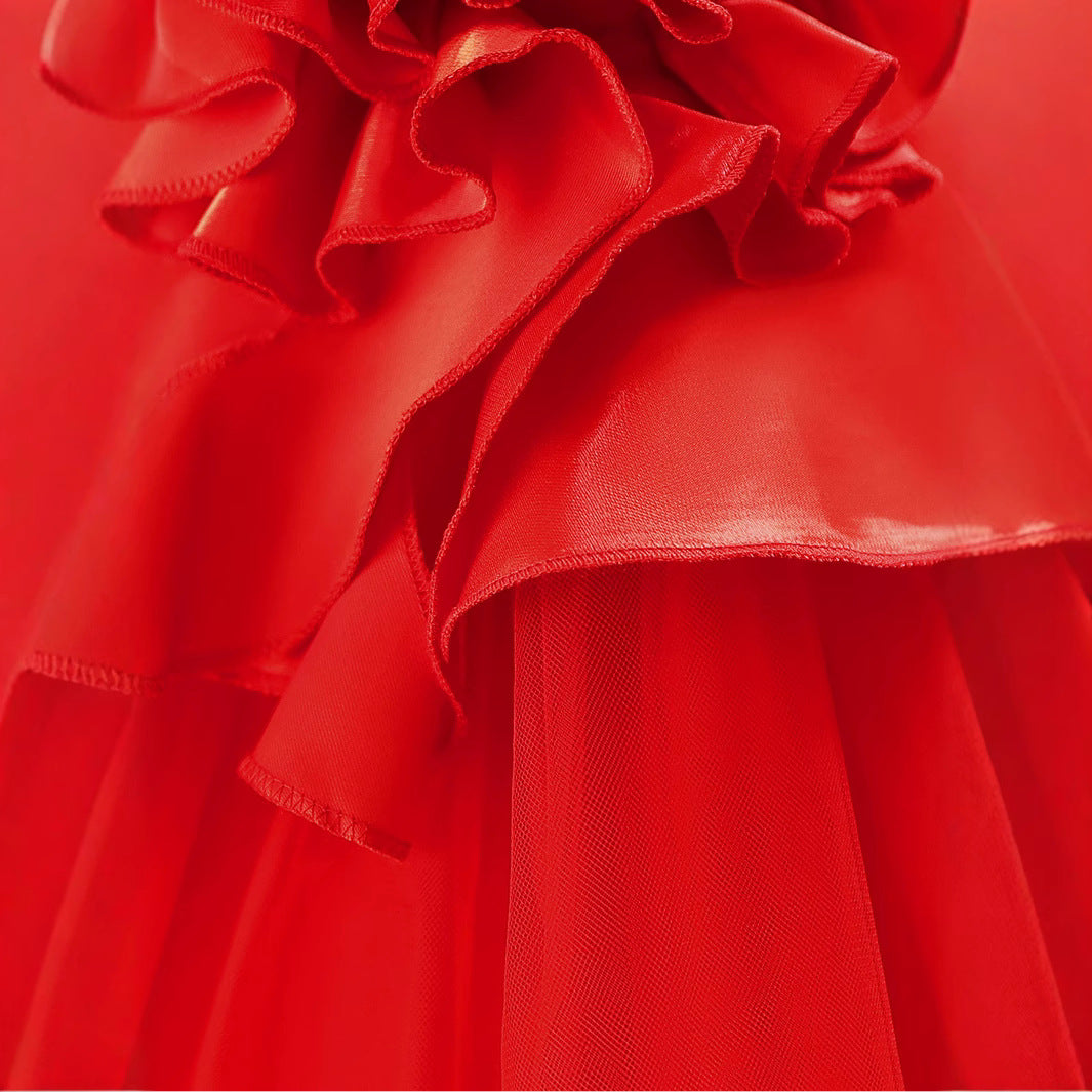 Girls catwalk dress Korean version of high-end dress dress summer three-dimensional suspender skirt fashion baby birthday princess dress