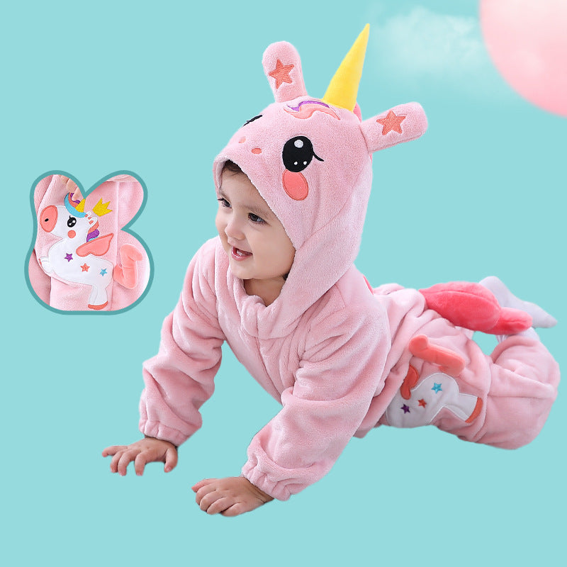 Qile Rabbit Spring and Autumn New Infant and Toddler Shape Romper Unicorn Shape One-piece Romper Climbing Suit
