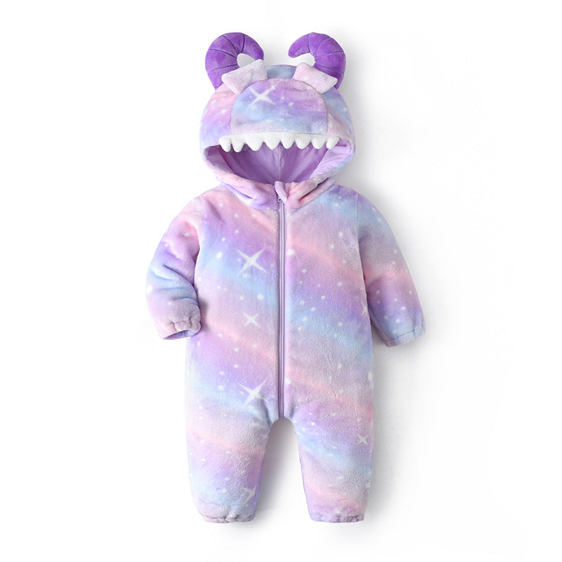 Qile Rabbit autumn new infant baby monster shape Romper starry sky printing monster shape one-piece Romper