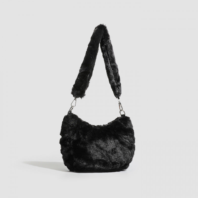 Autumn and winter with Mao Mao bag women's 2025 new ins niche explosive bag fashionable versatile plush shoulder armpit bag