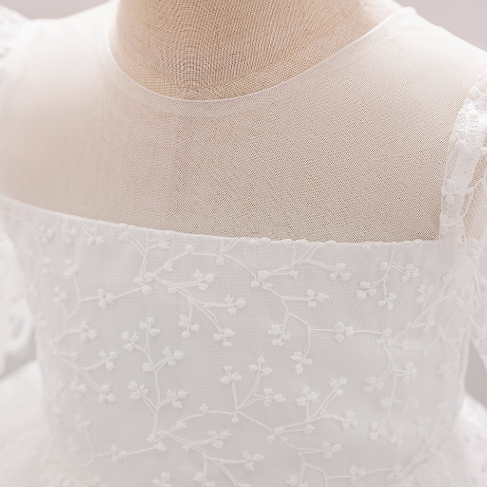 Amazon new baby dress princess dress white embroidered puffy dress birthday party wash dress