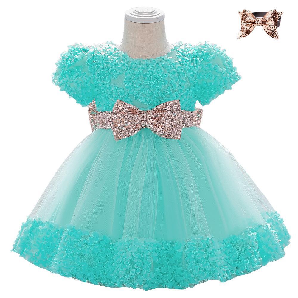 Amazon Foreign Trade Baby Birthday Dress Birthday Party Girls Dress Dress Mesh Bow Princess Photography Dress