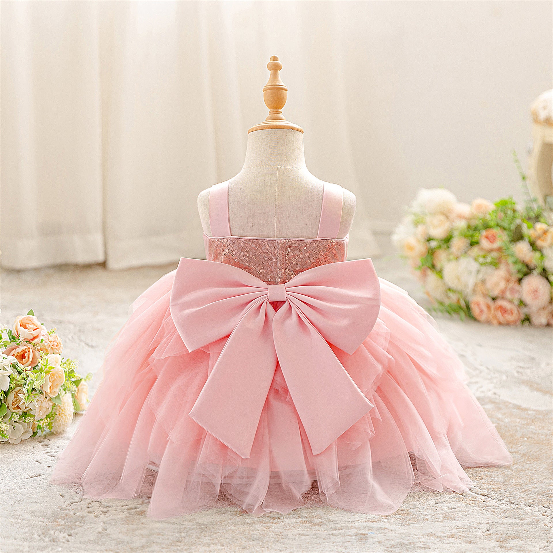 Children's Dress Girls Princess Dress Fluffy Gauze Dress Foreign Style Flower Girl Wedding Dress Host Piano Performance Dress Walking Show