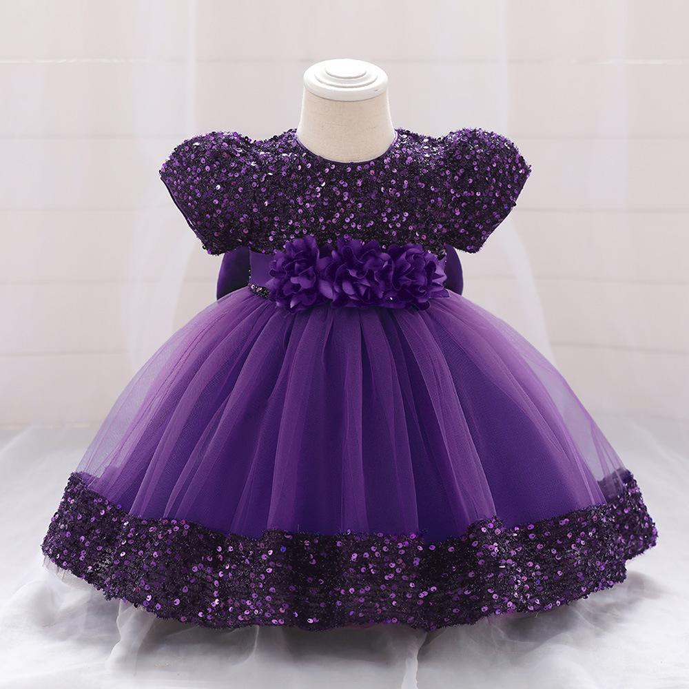 Foreign trade new baby girl dress, sequined tutu dress, female treasure mesh party catwalk dress, birthday banquet dress