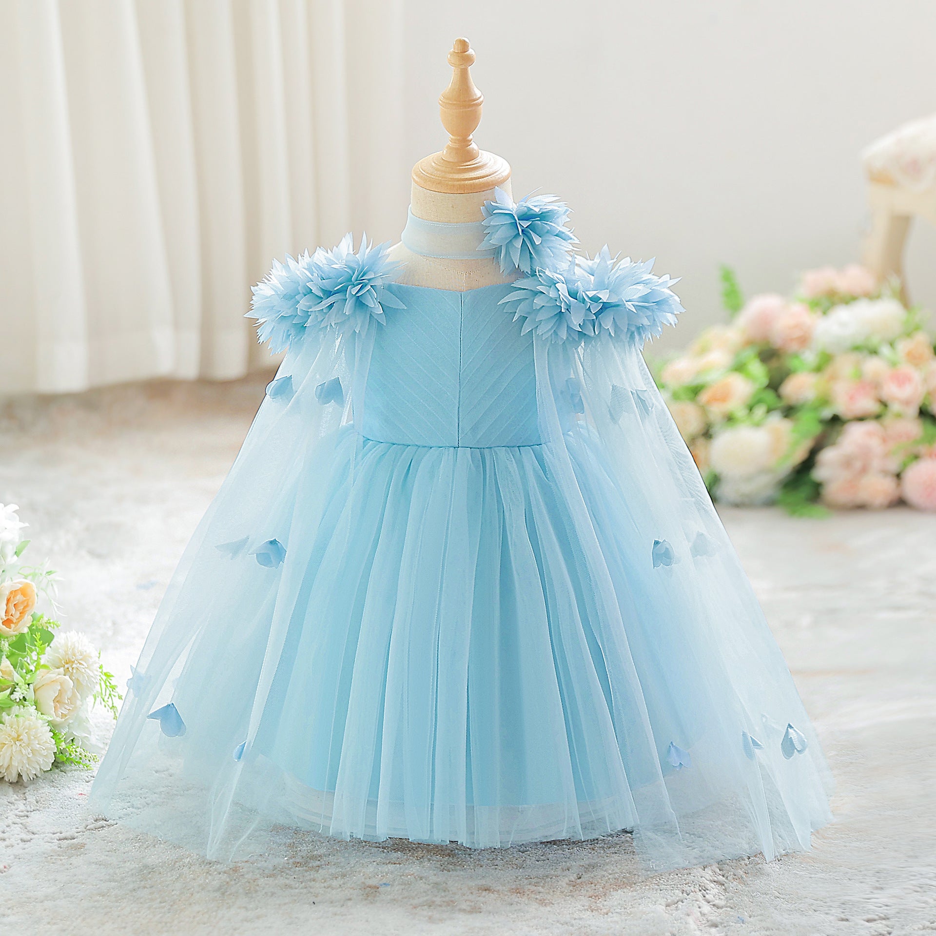 Cross-border children's dress flower girl wedding dress piano performance dress little girl host dress factory direct sales