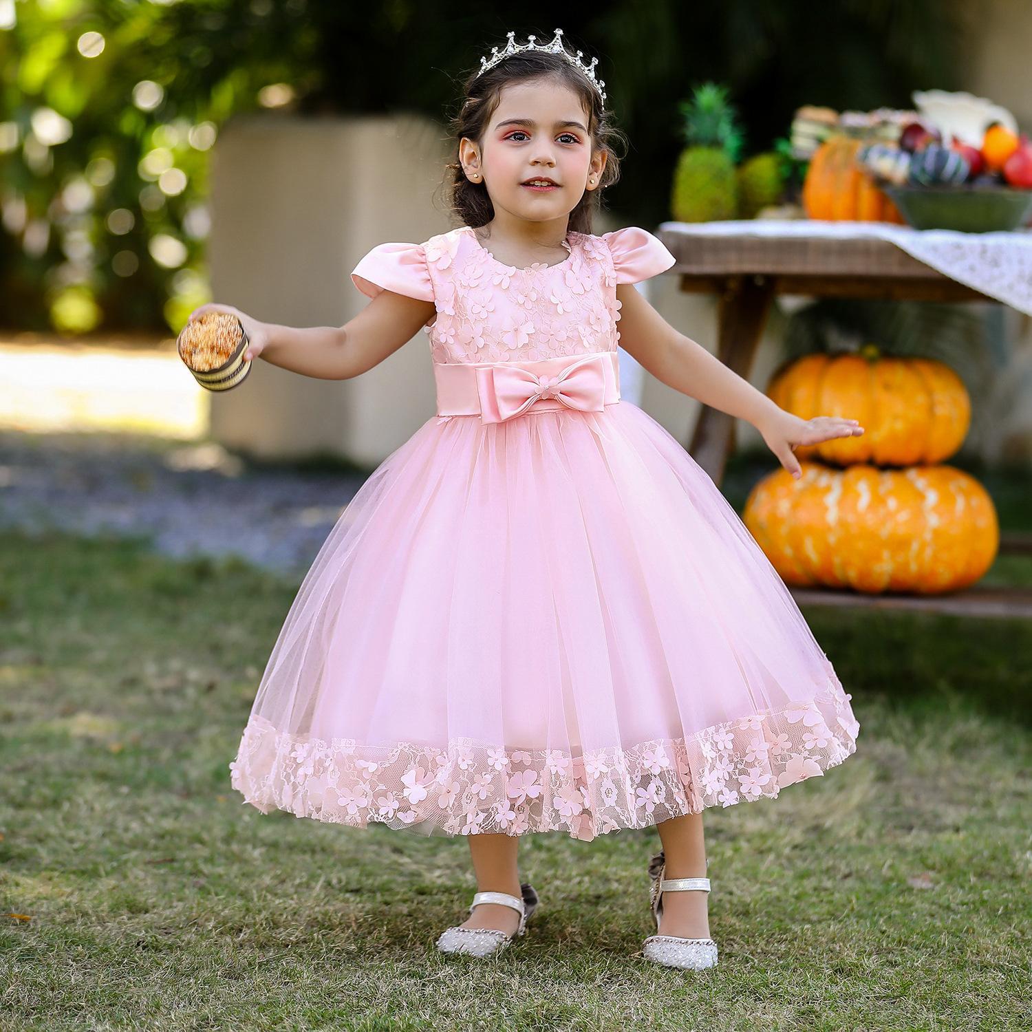 Cross-border supply Children's fluffy princess dress skirt applique cotton lining Baby girl one-year-old dress skirt kids