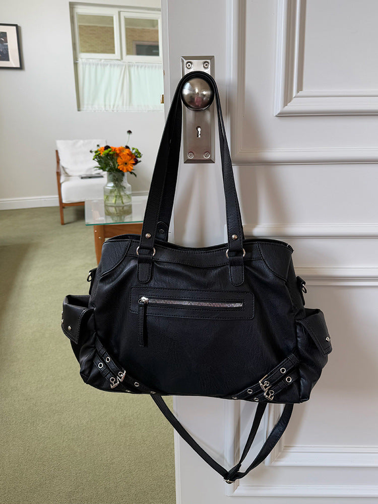 Retro locomotive bag Spice girl bag new Korean ins large capacity casual black versatile shoulder messenger tote bag