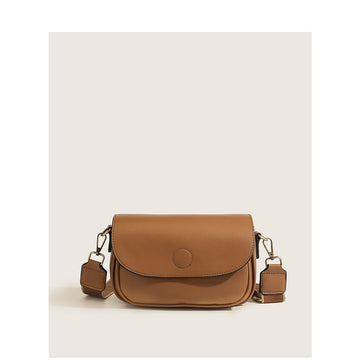 Soft Leather Cross-Body Bag – Niche Design with Wide Shoulder Strap