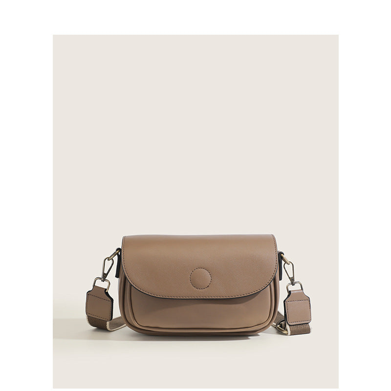 Soft Leather Cross-Body Bag – Niche Design with Wide Shoulder Strap