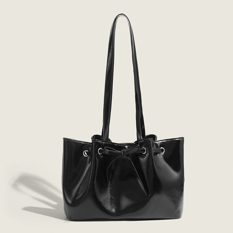 Korean version ins dumpling bag women's autumn and winter bow drawstring bucket bag bag fashionable versatile portable shoulder armpit bag