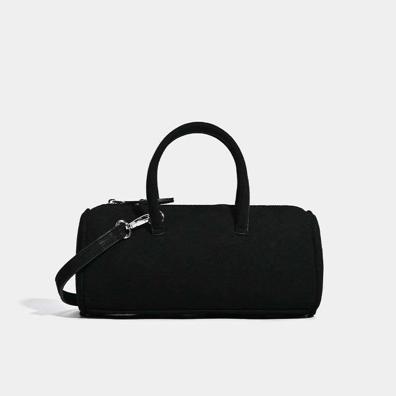 ins autumn and winter retro suede cylinder bag Boston bag handbag temperament versatile suede shoulder messenger bag